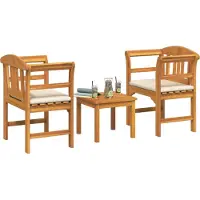 Syfax Ensemble de salon Rose de jardin 3 pcs Bois d'Acacia Massif