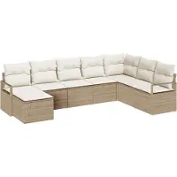 Syfax Ensemble de Canapés avec coussin 8 pcs Beige polyrotin