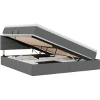 Syfax Lit de rangement LED avec matelas Gris foncé 180 x 200 cm Tissu