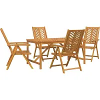 Syfax Ensemble de salle à manger pour jardin 5 pcs Marron