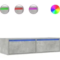 Syfax Meuble TV avec lumières LED gris béton 100X35,5x25 cm
