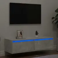 Prolenta Maison Exclusive - Meuble TV avec éclairage LED gris béton 100x35,5x25 cm
