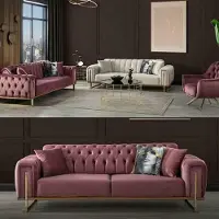 AEA Möbel Wohnzimmer Mehrfarbig Set 2x 3-Sitzer Sofas und Sessel 3tlg.