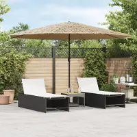 Prolenta Maison Exclusive - Parasol avec mât en acier, couleur marron, dimensions 388x388x248 cm