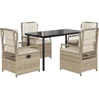 Syfax Ensemble à manger de jardin avec coussins 5pcs Beige poly rotin