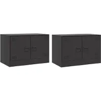 Syfax Meubles TV 2 pcs noir 67x39x44 cm acier