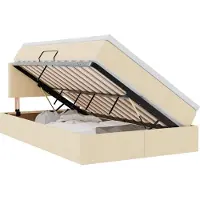 vidaXL Lit de rangement avec matelas Crème 120 x 200 cm Bois composite