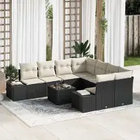 Prolenta Maison Exclusive - Ensemble de canapé 9 pièces, couleur noire [Matériau synthétique] : Rotin synthétique