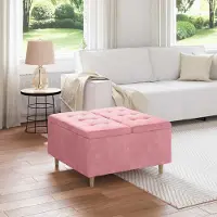 Prolenta Maison Exclusive - Coffre Ottoman avec rangement, couleur rose, 80 x 80 x 45 cm, en velours
