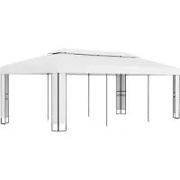 The Living Store Pavillon avec double toit 3 x 6 m Blanc