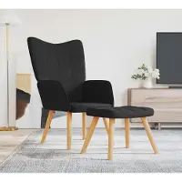 Prolenta Maison Exclusive - Fauteuil de détente avec repose-pieds, tissu noir
