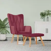 Prolenta Maison Exclusive - Fauteuil de détente avec repose-pieds, tissu bordeaux