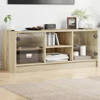 Prolenta Maison Exclusive - Meuble TV avec portes vitrées Chêne Sonoma 102x37x42 cm