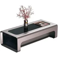 AEA Design de table basse moderne en noir avec cadre argenté