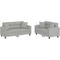 Syfax Ensemble de canapés 2 pcs coussins Gris clair Tissu microfibre