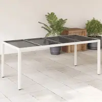 Prolenta Maison Exclusive - Table de jardin avec plateau en verre blanc 190x90x75 cm Poly Rotin