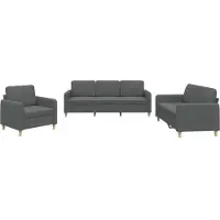 Syfax Ensemble de canapés 3 pcs avec coussins Gris foncé Tissu