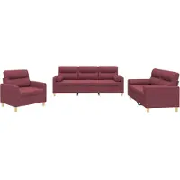 vidaXL Ensemble de canapés 3 pièces avec coussins vin rouge Tissu