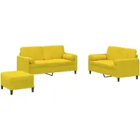 Syfax Ensemble de canapés 3 pcs avec coussins jaune velours