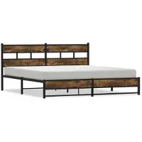 vidaXL Lit métallique sans matelas chêne fumé 180x200 cm