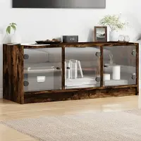 Prolenta Maison Exclusive - Meuble TV avec portes vitrées Chêne fumé 102x37x42 cm