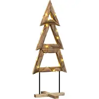 Syfax Sapin de Noël avec support Marron 149,5 cm Bois de teck solide