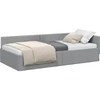 Syfax Cadre de lit d'angle Gris clair 90 cm x 190 cm tissu