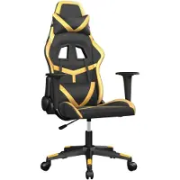 Syfax Chaise de jeu de massage Noir et doré Similicuir