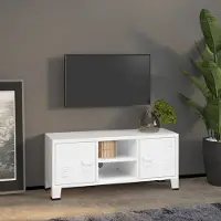 Prolenta Maison Exclusive - Meuble TV style industriel blanc 105x35x42 cm métal