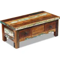 Syfax Table basse à tiroirs Bois de récupération 90x45x35 cm
