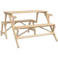 Syfax Table de pique-nique avec bancs sapin massif 2 en 1 convertible