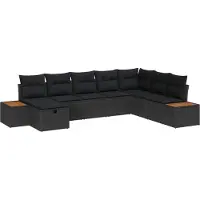 vidaXL Ensemble canapé de jardin avec coussins et coffre de rangement Noir Polyrotin
