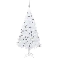 Prolenta Maison Exclusive - Sapin de Noël artificiel avec lumières et boules blanches, 180 cm