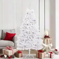Prolenta Arbre de Noël blanc pliable, de qualité supérieure, 180 cm, en PVC et en acier