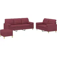 Syfax Ensemble de canapés 3 pcs avec coussins rouge bordeaux tissu
