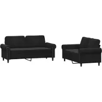 Syfax Ensemble de canapés 2 pcs avec coussins Noir Velours