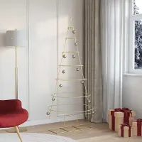 Prolenta Arbre de Noël en métal, finition dorée, 180 cm, revêtement par poudre