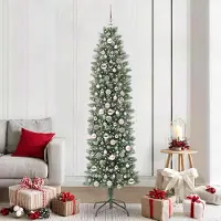 Prolenta Maison Exclusive - Sapin de Noël artificiel élancé vert et blanc, 210 cm