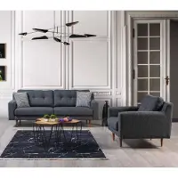 AEA Wohnzimmer Graue Sofagarnitur Luxus Polster Sitzmöbel Stoffsofas Sessel