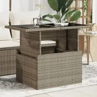 Prolenta Maison Exclusive - Table de jardin avec plateau en verre gris 100x55x73 cm Poly Rotin