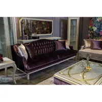 AEA Canapé Lila Chesterfield, style baroque, trois places. Canapé textile