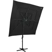 Prolenta Maison Exclusive - Parasol à mât en aluminium, toile 4 couches, noir, 250 x 250 cm