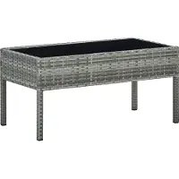 Prolenta Table de jardin exclusive, gris, 75x40x37 cm, en polyrotin