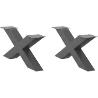 Syfax Pieds de table basse en forme de X, 2 pièces, anthracite, 70 x (30-31) cm, acier