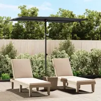 Prolenta Maison Exclusive - Parasol avec mât en aluminium, dimensions 2x1,5 m, couleur noire