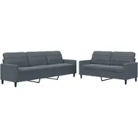 Syfax Ensemble de canapés 2 pcs avec coussins Gris foncé Velours