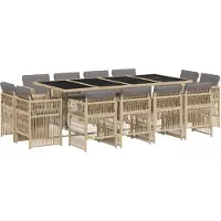 vidaXL Ensemble de jardin 13 pièces avec coussins Mélange beige Poly rotin