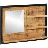 Syfax Miroir avec étagères 80x8x55 cm verre et bois massif manguier