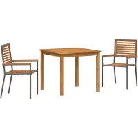 Syfax Ensemble de salle à manger pour jardin 3 pcs Gris