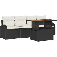 Syfax Ensemble de canapé de jardin 5 pcs Noir Poly rotin